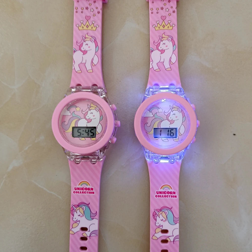 Digital Unicorn Wristwatch for Girls with Flashing Light - Colorful Birthday Gift Watch for Kids