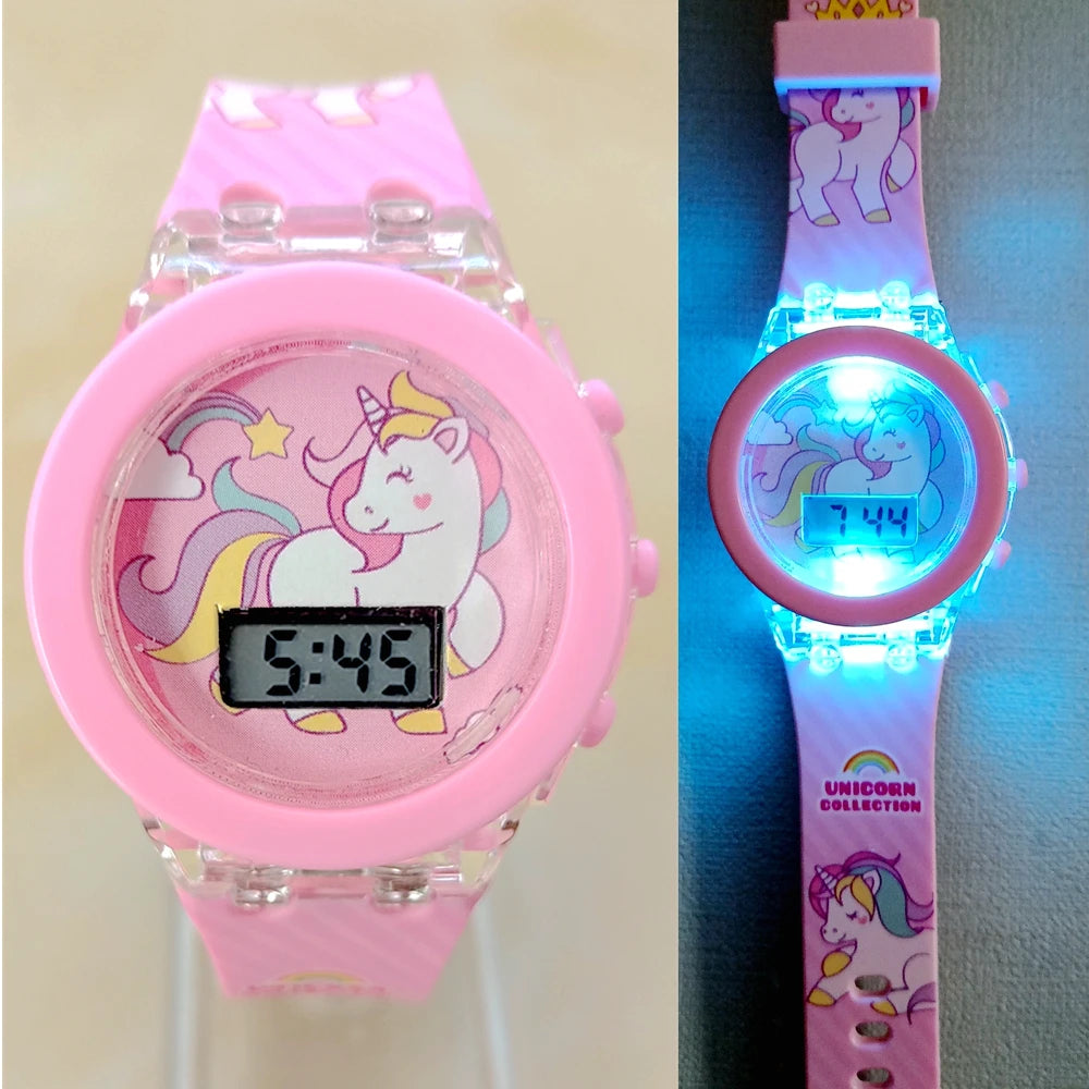 Digital Unicorn Wristwatch for Girls with Flashing Light - Colorful Birthday Gift Watch for Kids