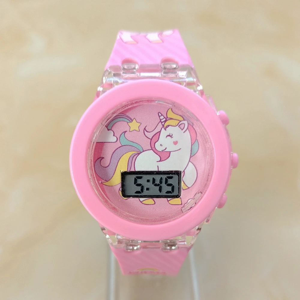 Digital Unicorn Wristwatch for Girls with Flashing Light - Colorful Birthday Gift Watch for Kids